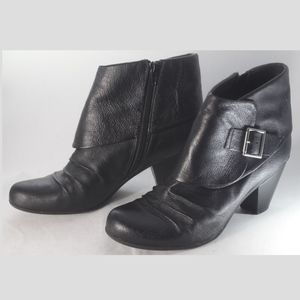 Kelly & Katie Black Leather Zip Bootie W/ Buckle